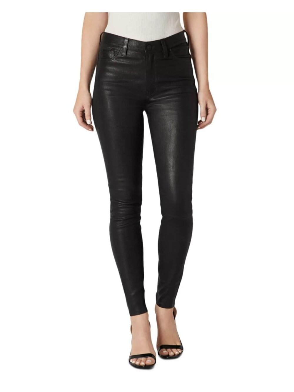 NWT Hudson Barbara High Rise Super Skinny in Black Stretch Leather Pants 30 - Picture 2 of 8